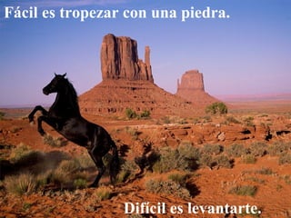 Fácil es tropezar con una piedra.  Difícil es levantarte. 