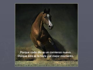 Porque cada día es un comienzo nuevo.  Porque ésta es la hora y el mejor momento.  