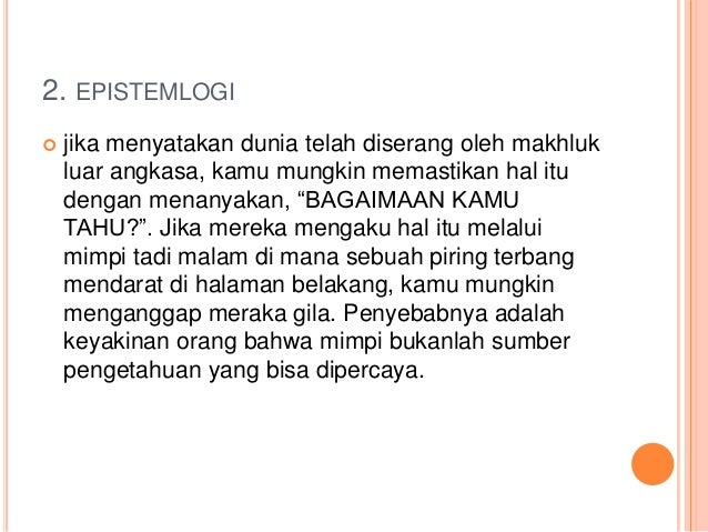 Cabang cabang filsafat dan dasar pengetahuan