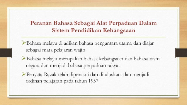 bahasa melayu sebagai bahasa perpaduan