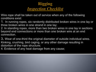Rigging
Inspection Checklist
 