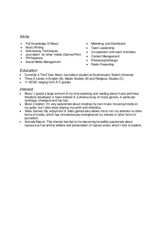 journalism cover letter examples