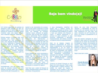 Um número gigantesco de pessoas se         ajudará a ser empresários de sucesso,        e seus empregados, trabalham em             dentro de uma rede franqueada.
pergunta a todo instante: “Ao abrir um     pois há uma marca construída e na loja       equipe com o objetivo comum de              “Sozinho, o faturamento ao final do
negócio próprio é melhor optar por uma     piloto já foi feito os testes necessários,   obtenção e fidelização de clientes. Todos   primeiro ano, por exemplo, seria de xis
franquia ou construí-lo sozinho?”. Nesse   como, por exemplo: de produtos,              se empenham para fortalecer ao máximo       reais. Estando-se em uma rede, qual
momento, após uma rápida reflexão,         materiais, layout, softwares de gestão,      o tripé que sustenta uma franquia: a        seria o tamanho de xis?” Enumerar os
vem a resposta incômoda: “Depende”.        uniformes, enfim de tudo que compõe o        marca, o sistema operacional e os           prós e os contras e quantificá-los é um
                                           sistema operacional. Para a abertura,        serviços de apoio constante, ou seja,       bom método.
Embora pareça, à primeira vista, uma       pode haver o suporte para contratação e      promover, implementar e aproveitar,
resposta que nunca deveria ser             treinamento       de    mão-de-obra,    a    respectivamente, são direitos e deveres     Uma das maiores vantagens de nossa
pronunciada por uma empresaria do          apresentação de um planograma e até a        e a palavra-chave é comprometimento.        franquia é fazer parte de uma empresa
ramo, uma resposta de alguém em cima       presença de um consultor da rede nos                                                     honesta que ao iniciar seu processo de
do muro, é realmente a resposta mais       primeiros dias de operação. No dia-a-dia,    Além do já relatado, imagine os             formatação ja recebeu uma proposta de
apropriada. Afinal de contas, algumas      o franqueador mantém uma equipe que          benefícios provenientes da troca de         compra, antes mesmo que a franquia
variáveis devem ser analisadas, como,      pode ser tercerizada para estar              idéias e experiências com profissionais     estivesse sendo comercializada. Nosso
por exemplo: ramo de atividade,            pensando no sistema e fazendo os             especializados e de um fundo de             sistema de franquia é um sucesso, e
formatação do negócio, profissionalismo    ajustes necessários, inclusive orientando    publicidade constituído por contribuições   como diz o velho bordão: “ A união faz a
do franqueador, margem envolvida,          os franqueados na gestão do negócio.         de todos os franqueados, que viabiliza,     força”.
suporte oferecido e o próprio perfil do                                                 entre outros pontos, a propaganda da
candidato a franqueado.                    Esses detalhes são muito importantes e       rede, campanhas promocionais e              Sejam todos bem vindos!
                                           valorizados, pois muitos franqueados         pesquisas de mercado. Iniciativas que,
Uma franquia não é certeza de sucesso.     podem não ter experiência ou tino            fora do sistema de franquia, poderiam
Entretanto, vale frisar que o sistema de   comercial, principalmente no início de       ser      demasiadamente        onerosas,
franquia permite pular etapas, o que       uma empreitada. Nunca dirigiram um           impedindo o próprio crescimento do
proporciona uma enorme economia de         negócio,    e   muito   menos      foram     negócio.
tempo e dinheiro. Entendido isso, vamos    responsáveis pelo seu êxito. O                                                                 Claudia Murakami
em frente.                                 franqueador e sua equipe estão prontos       Continua na dúvida? Franquia ou não?              Pres. Franqueadora
                                           para ajudar no sucesso do negócio.           Agora vem outra pergunta: “Qual o custo           Cabelo Maluco
Acertadamente, uma das razões pelas                                                     de desenvolver o negócio sozinho?”. Na
quais as pessoas investem em uma           Vale frisar que o poder da franquia se       análise da opção de negócio é
franquia é porque crêem que o sistema      realiza verdadeiramente quando todos os      necessário que se verifique o que será
desenvolvido pelo franqueador os           envolvidos, franqueadores,                   adicionado a este negócio se estiver
 