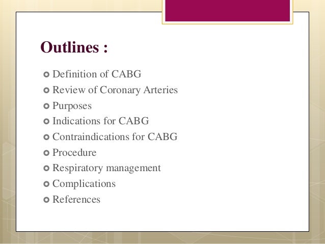bypass cabg coronary graft artery indications contraindications