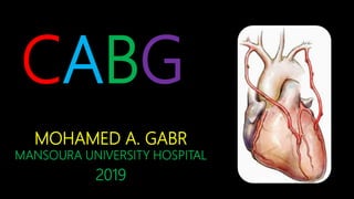MOHAMED A. GABR
MANSOURA UNIVERSITY HOSPITAL
2019
CABG
 