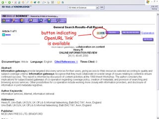 button indicating OpenURL ‘link’ is available 