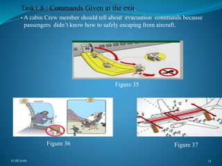 Task1.8 : Commands Given at the exit.
• A cabin Crew member should tell about evacuation commands because
passengers didn’t know how to safely escaping from aircraft.
Figure 35
Figure 37Figure 36
6/28/2016 13
 