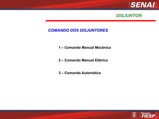 COMANDO DOS DISJUNTORES
DISJUNTOR
1 – Comando Manual Mecânico
2 – Comando Manual Elétrico
3 – Comando Automático
 
