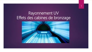 Rayonnement UV
Effets des cabines de bronzage
1
 