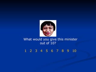                                              What would you give this minister out of 10? 1     2     3     4     5     6     7     8     9     10 