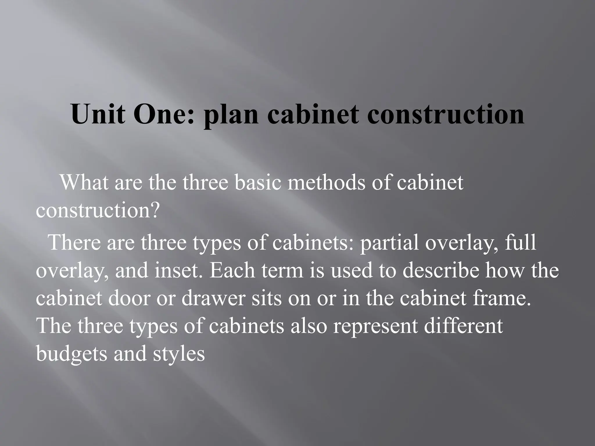 Cabinet BUILT IN CABINATE ENVIROMENT pptx | PPT
