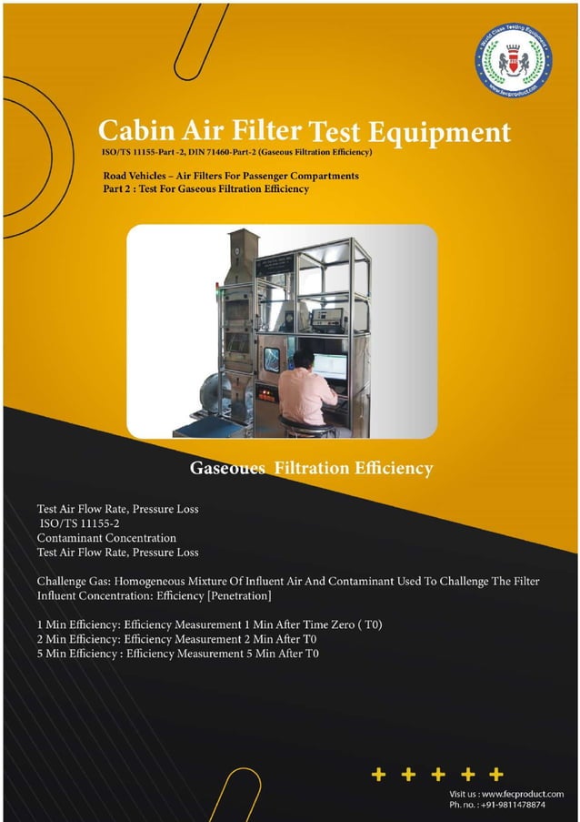 ISO 11155 Part- 1 and Part- 2 Cabin Air Filter Test Equipments. | PDF