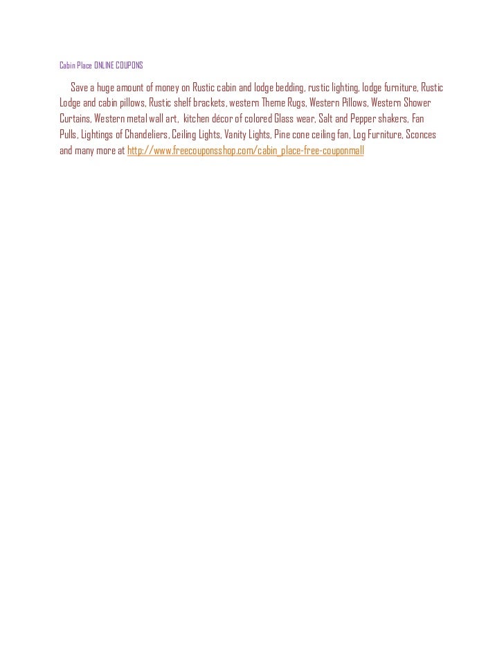 Cabin Place Online Coupons