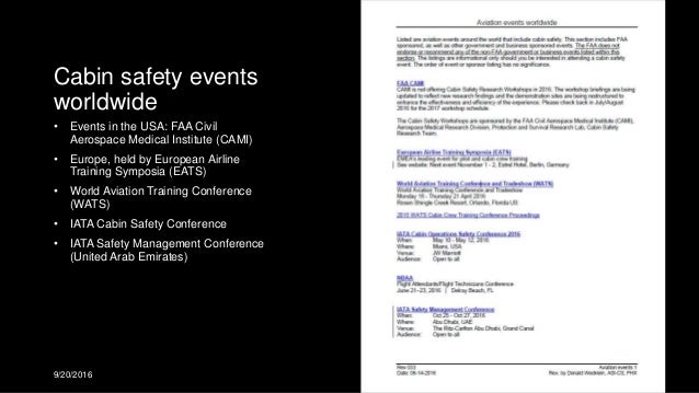 Cabin Safety Subject Index