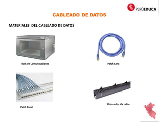 CABLEADO DE DATOS
MATERIALES DEL CABLEADO DE DATOS
Rack de Comunicaciones Patch Cord
Patch Panel
Ordenador de cable
 