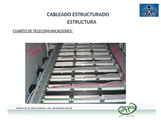 CABLEADO ESTRUCTURADO
ESTRUCTURA
CUARTO DE TELECOMUNICACIONES:
 