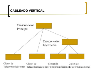 CABLEADO VERTICAL Crosconexión Principal Crosconexión Intermedia Closet de  Telecomunicaciones Closet de  Telecomunicaciones Closet de  Telecomunicaciones Closet de  Telecomunicaciones 