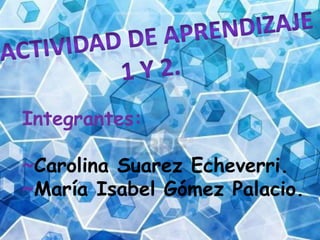 Integrantes:
~Carolina Suarez Echeverri.
~María Isabel Gómez Palacio.
 