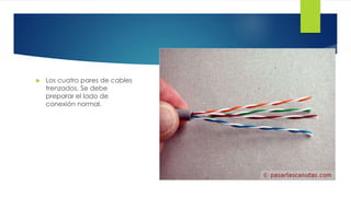  Los cuatro pares de cables 
trenzados. Se debe 
preparar el lado de 
conexión normal. 
 