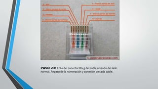 PASO 23: Foto del conector RJ45 del cable cruzado del lado 
normal. Repaso de la numeración y conexión de cada cable. 
 