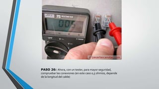 PASO 26: Ahora, con un tester, para mayor seguridad, 
compruebar las conexiones (en este caso 0,5 ohmios, depende 
de la longitud del cable) 
 