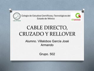 CABLE DIRECTO,
CRUZADO Y RELLOVER
Alumno. Villalobos García José
Armando
Grupo. 502
 