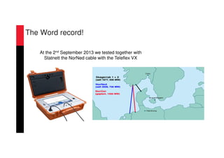 The Word record!
At the 2nd September 2013 we tested together with
Statnett the NorNed cable with the Teleflex VX
 