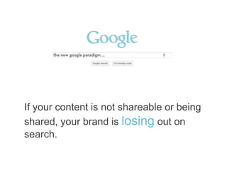 If your content is not shareable or being shared, your brand is losing out on search.
