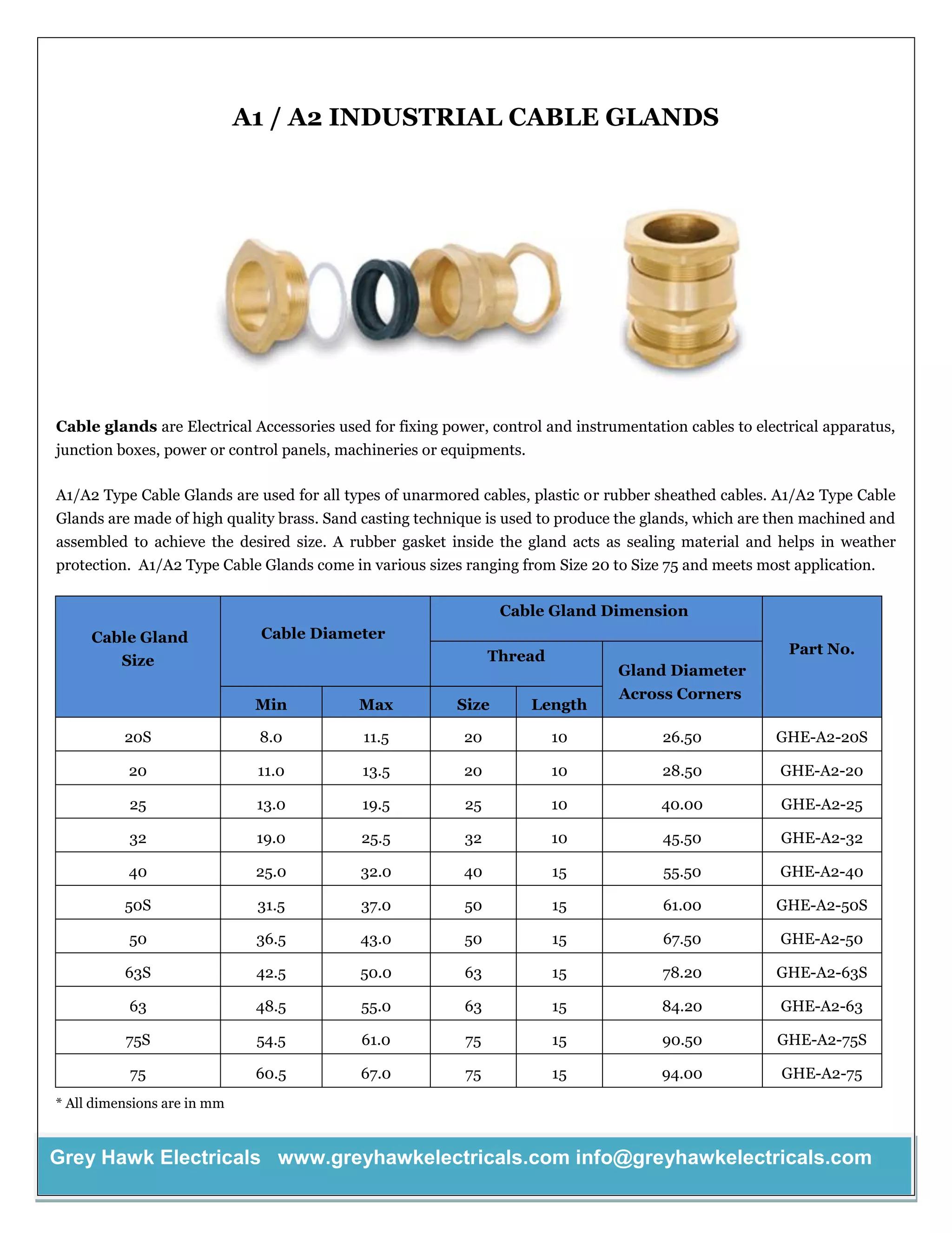 Brass Cable Glands Catalogue | PDF