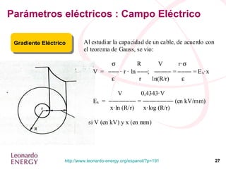 Parámetros eléctricos : Campo Eléctrico Gradiente Eléctrico   