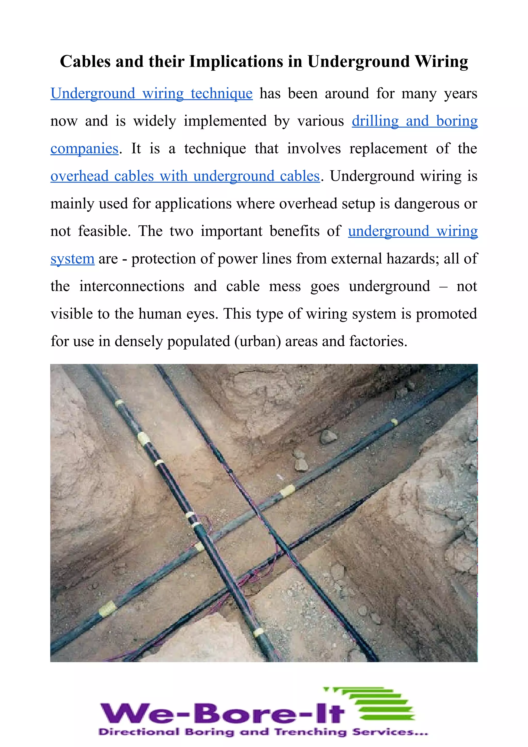 How cables in underground wiring are different than overhead? | PDF