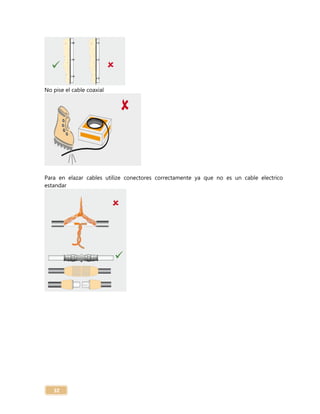 32
No pise el cable coaxial
Para en elazar cables utilize conectores correctamente ya que no es un cable electrico
estandar
 