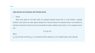Cable Sizing Calculation for Electrical Engineering | PDF