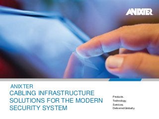 ANIXTER
Products.
Technology.
Services.
Delivered Globally.
CABLING INFRASTRUCTURE
SOLUTIONS FOR THE MODERN
SECURITY SYSTEM
 