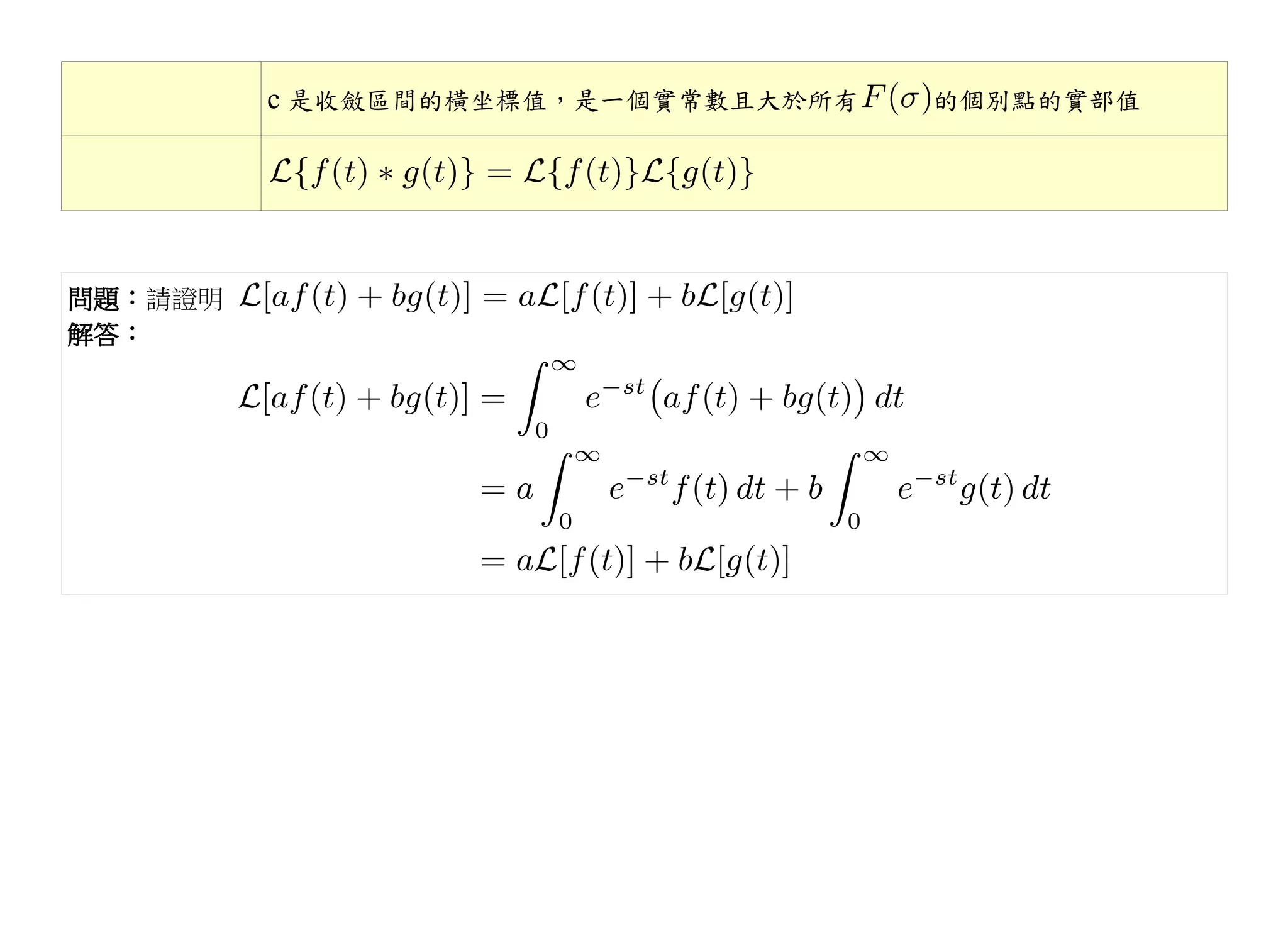 c 是收斂區間的橫坐標值，是一個實常數且大於所有   的個別點的實部值




問題：請證明
解答：
 