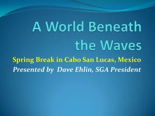 Spring Break in Cabo San Lucas, Mexico
Presented by Dave Ehlin, SGA President
 