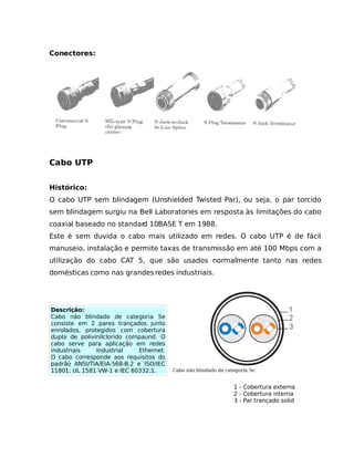 Cabos Coaxiais e UTP