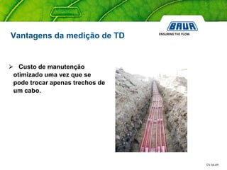 TN 04-09
Vantagens da medição de TD
 Custo de manutenção
otimizado uma vez que se
pode trocar apenas trechos de
um cabo.
 