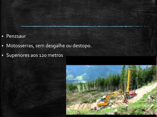  Penzsaur
 Motosserras, sem desgalhe ou destopo.
 Superiores aos 120 metros
 