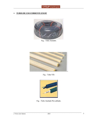 ______________________________________________ _______________________________________
J. Neves dos Santos DE1 5
• TUBOS DE USO CORRENTE EM BT
Fig. : Tubo Anelado.
Fig. : Tubo VD.
Fig. : Tubo Anelado Pré-cablado.
 