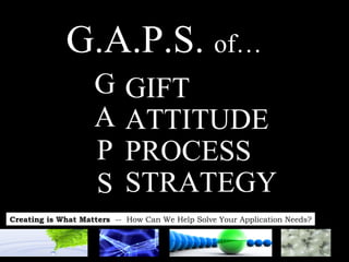 GIFT ATTITUDE PROCESS STRATEGY G.A.P.S.  of… G A P S 