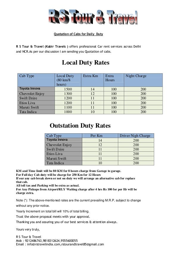Cab quotation fbd