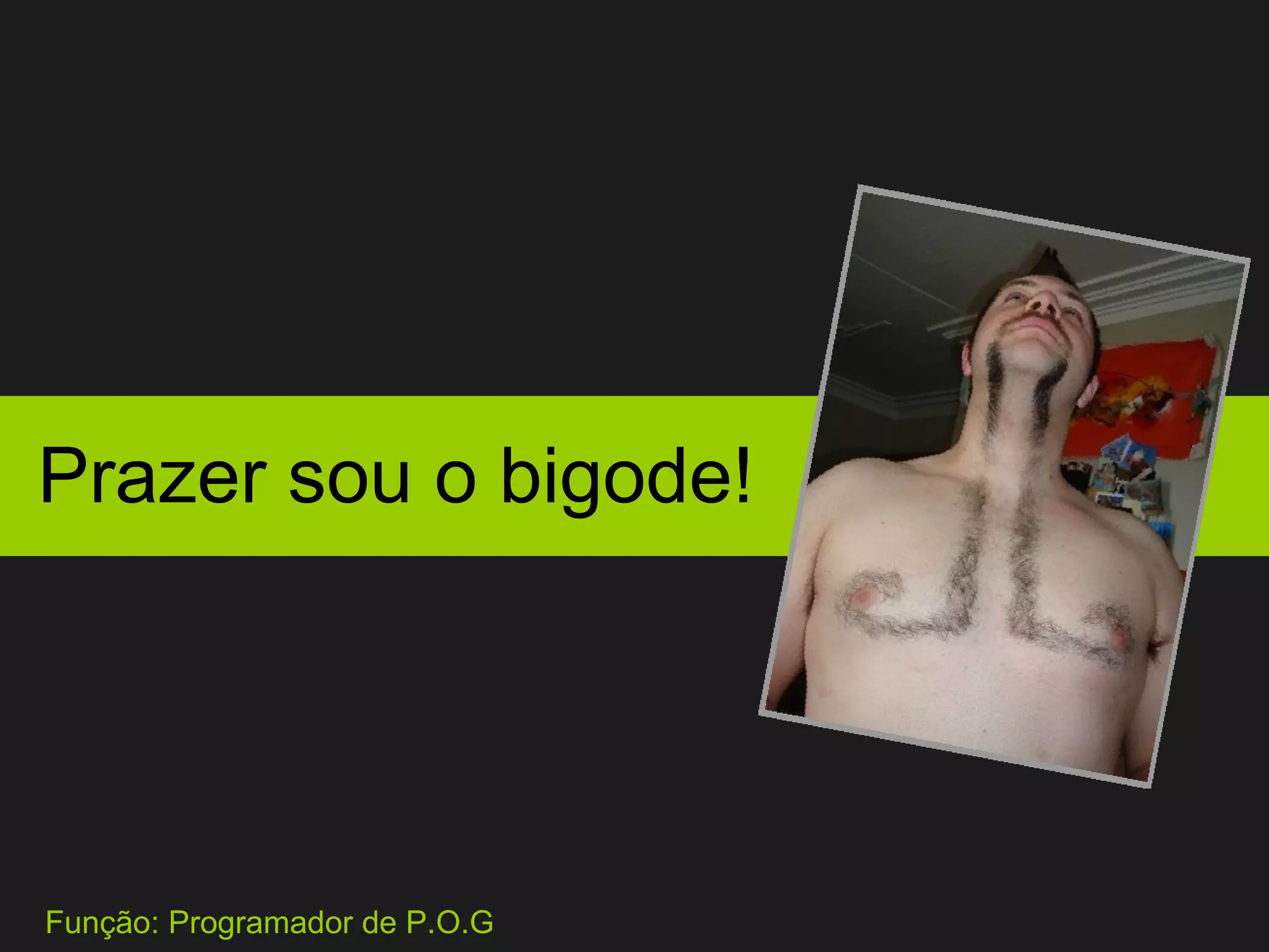 Prazer sou o bigode! Função: Programador de P.O.G 