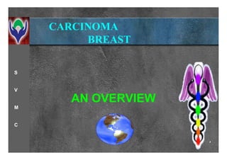 CARCINOMA 
BREAST 
S 
AANN OOVVEERRVVIIEEWW 
V 
M 
C 
 