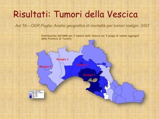 LOSVAL BORMIDAPOPOLESINEPO di VOLANOCONOIDIMASSAMANFREDONIANAPOLISARNOTARANTOBRINDISIPORTOSCUSOCROTONEAUGUSTAGELASignificativoNon significativoTumore alla trachea, ai bronchi e ai polmoni: donne507090110130150SMROMS