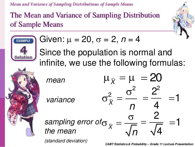 CABT SHS Statistics & Probability - Mean and Variance of 