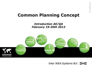 ©InterIKEASystemsB.V.2010
Common Planning Concept
Introduction AE/QA
February 19-20th 2013
 