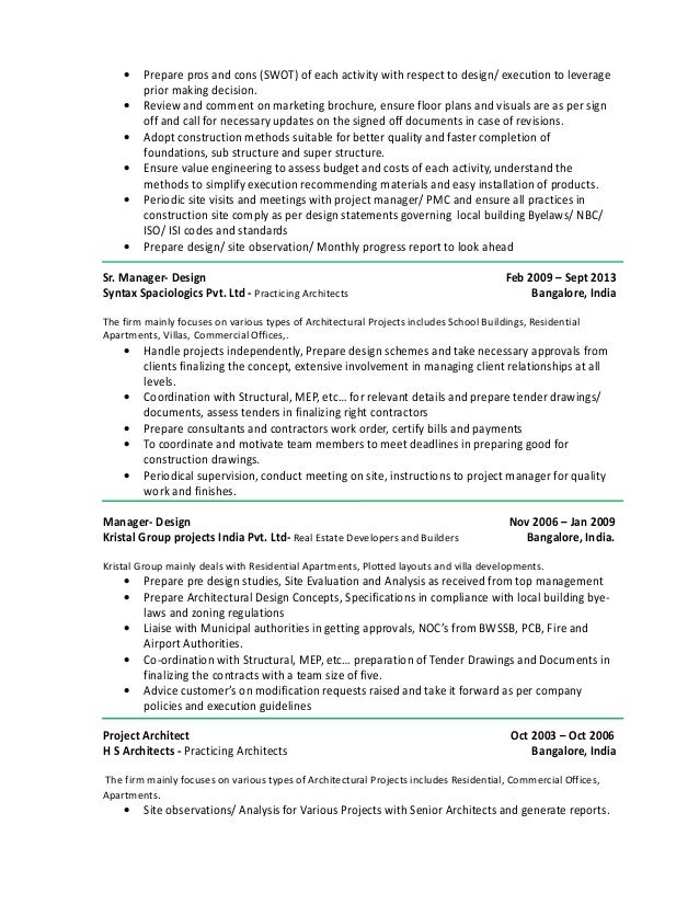 architectural designer resume job description