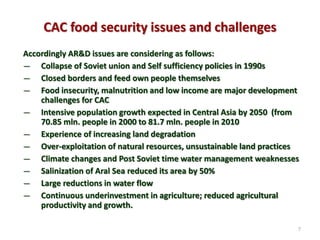 Regional perspectives on the unique challenges for food security in Central Asia