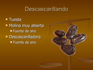 Descascarillando Tuesta Molina muy abierta Fuente de aire Descascarilladora Fuente de aire 